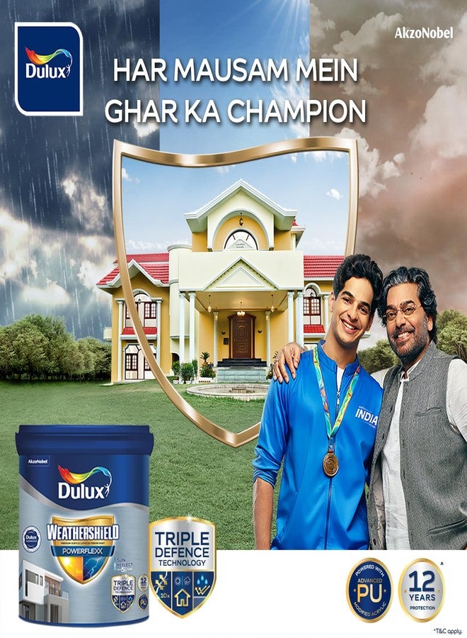 ديولكس دهان دولوكس ويذرشيلد باورفليكس الخارجي (1 لتر، لون ميوت رين) | تركيبة أكريليك معدلة بالبولي يوريثان | مقاوم للتشقق والعوامل الجوية | مقاوم للطحالب والفطريات | لمسة نهائية شديدة اللمعان - Image 3